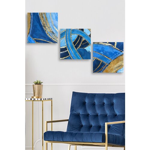 Wallity MDF0099 multicolor decorative mdf painting (3 pieces) Cene