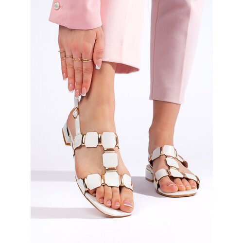 Shelvt White stylish flat sandals Slike