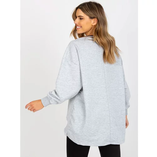 Fashion Hunters Gray and navy blue sweatshirt without a hood with a round neckline
