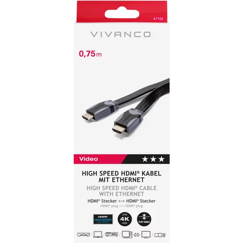 Vivanco HDMI Kabel mit Ethernet 0,75m