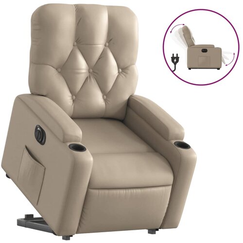 VidaXL Električni naslonjač na podizanje umjetna koža boja cappuccina Slike