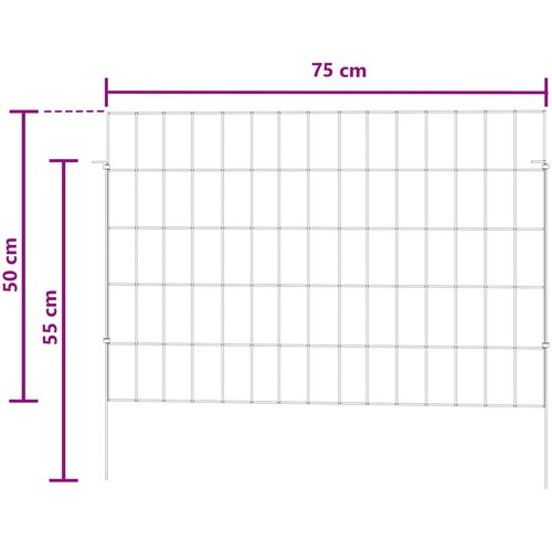  Ograda za vrt s kolčićima 48 pcs 75 x 50 cm Mesh Srebrna Slike