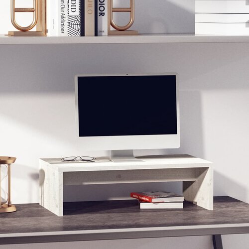 vidaXL Stalak za monitor bijeli 50 x 27 x 15 cm od masivne borovine Cijene