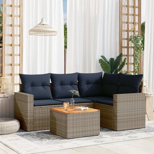 vidaXL 5-dijelni set vrtnih sofa od poliratana s jastucima sivi Cijene