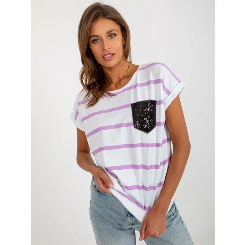 Fashion Hunters White-violet blouse with sequined application