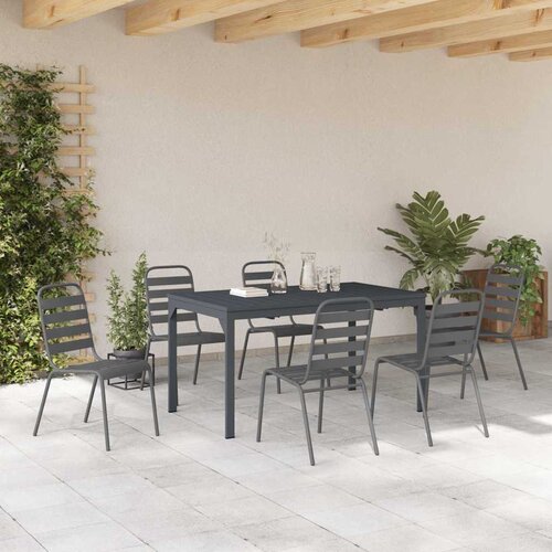 Vrtni set za objed 7 pcs Antracit Čelik s prahom Slike