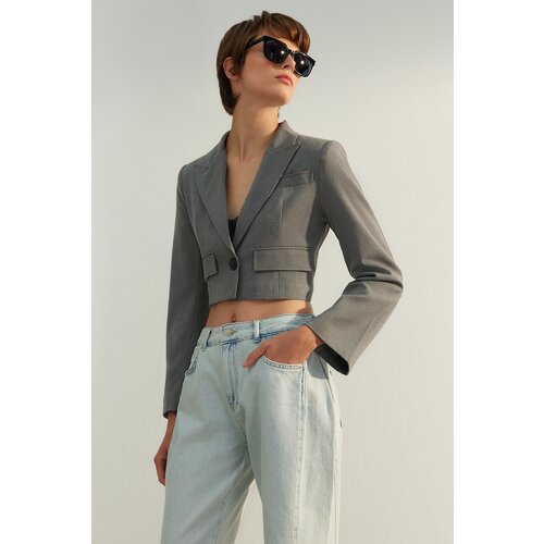 Trendyol Gray Limited Edition Woven Blazer Jacket Slike