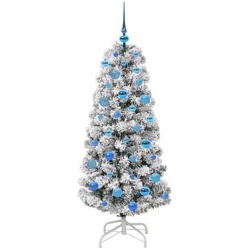VidaXL Umjetno božićno drvce s nogom Zelena i bijela 150 cm PVC Slike