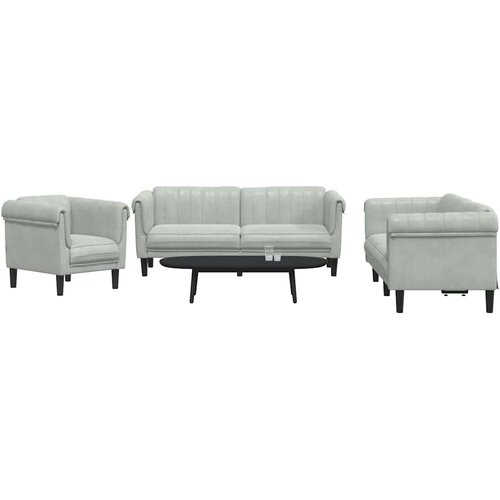  3-dijelni set sofa svjetlosivi bar&scaron;unasti Cijene
