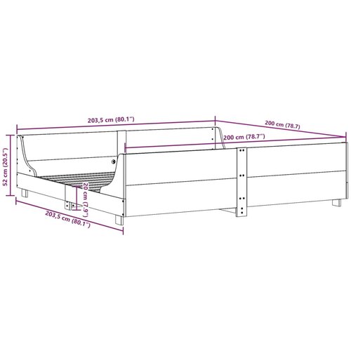  Okvir kreveta bez madraca vo&amp;scaron;tano smeđi 200x200 cm od borovine Slike