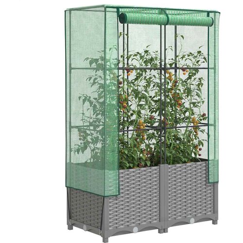  Povi&amp;scaron;ena gredica s pokrovom za staklenik 80 x 40 x 138 cm Slike