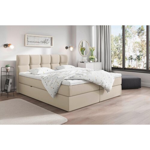 Livetastic POSTELJA Z VZMETNICO 200 cm x 220 cm , les, tekstil, leseni material krem barve Slike