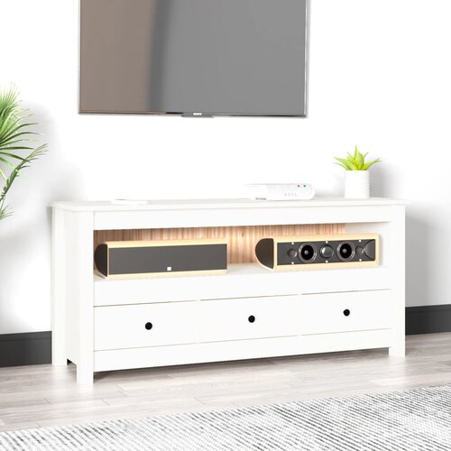 TV ormarić bijeli 114 x 35 x 52 cm od masivne borovine Cijene