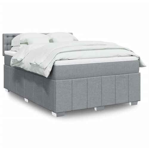 vidaXL Box spring posteljni z vzmetnico svetlo siv 140x190 cm blago Cene
