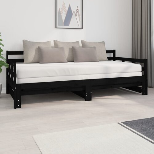 The Living Store Izvlečna dnevna postelja črna trdna borovina 2x(90x200) cm - Izvlečna Dnevna Postelja, (21508662) Slike