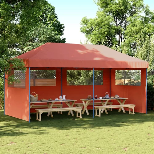 vidaXL Zložljivi pop-up šotor za zabave 3 stranice terakota
