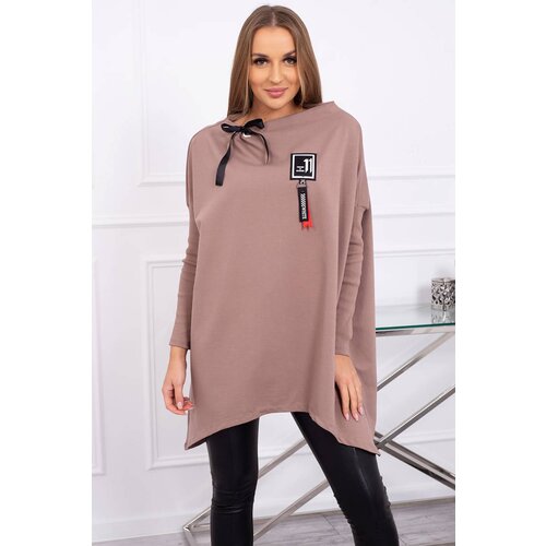 Kesi Oversize sweatshirt with mocha asymmetrical sides Slike
