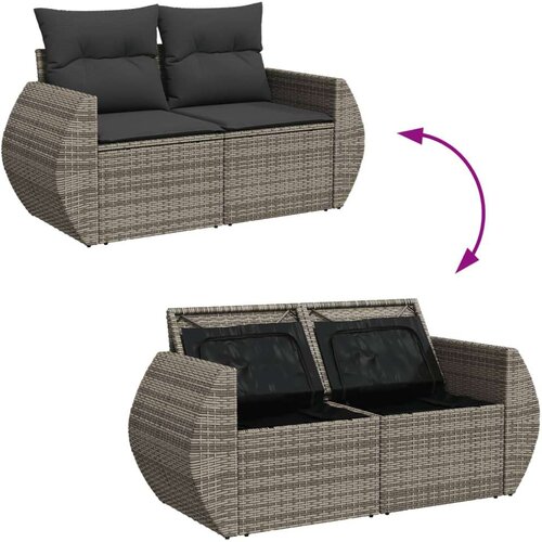 VidaXL 9-dijelni set vrtnih sofa od poliratana s jastucima sivi Slike