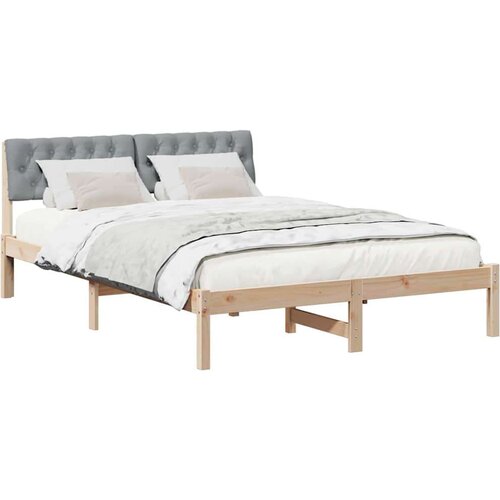  Okvir kreveta s uzglavljem Smeđa i svijetlo siva 135 x 190 cm Slike