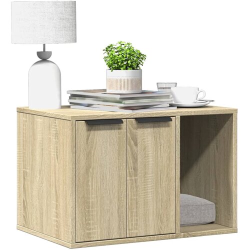 VidaXL Kutija z mačji pijesak boja hrasta 60x40x40cm konstruirano drvo Slike
