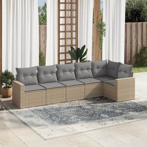 vidaXL 6-dijelni set vrtnih sofa s jastucima bež od poliratana Cijene