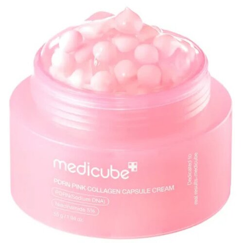 MEDICUBE PDRN Pink Collagen Capsule Cream hidratantna krema za lice s učvr&amp;scaron;ćujućim učinkom 55 g Slike