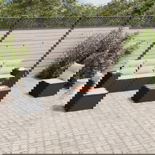 VidaXL 6-dijelni set vrtnih sofa s jastucima crni od poliratana Slike