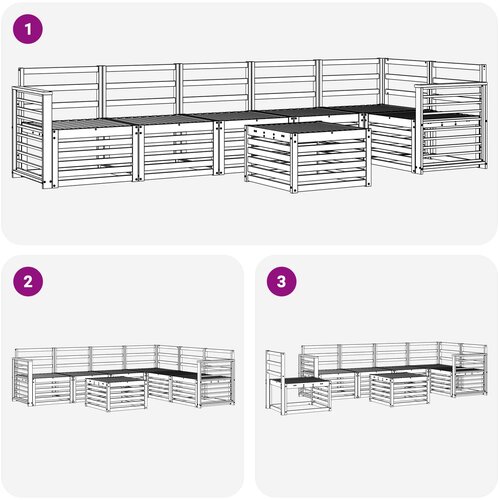  Set vanjskih sofa 7 kom. Prirodna Poliester Bijela Slike