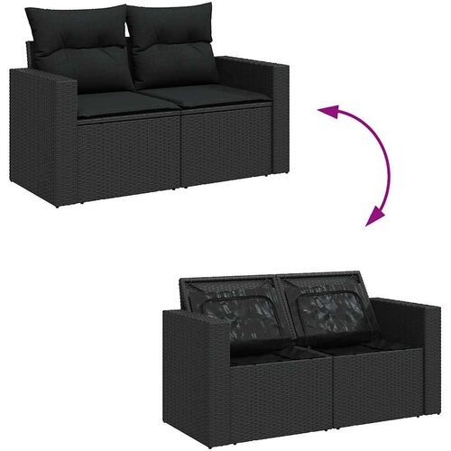 VidaXL 7-dijelni set vrtnih sofa od poliratana s jastucima crni Slike