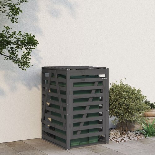 vidaXL Lopa za smetnjak siva 84x90x128,5 cm trdna borovina Cene