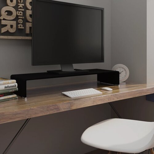 Furnova Stojalo za TV / ekran stekleno črno 90x30x13 cm, (21924251) Slike