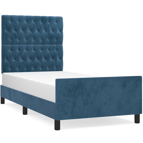 Maison Chic Posteljni okvir - Enojna postelja - Postelja za odrasle brez vzmetnice temno moder 100x200 cm žamet-J7674, (21759154) Cene