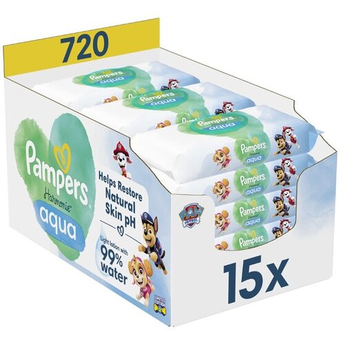 Pampers vlažilni robčki Harmonie Aqua Paw Patrol, 15 paketov, 720 kosov Cene