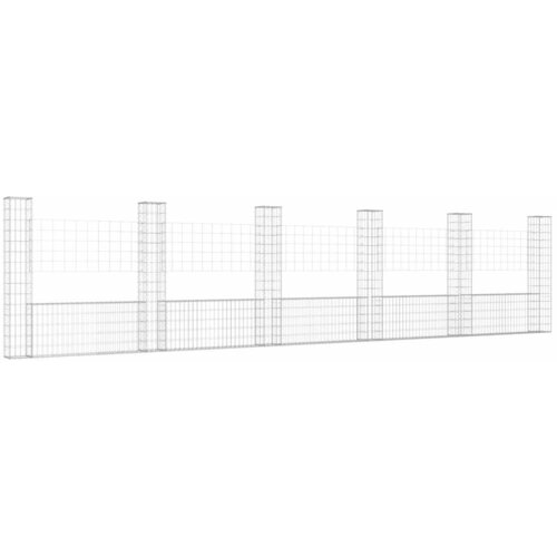  Gabionska ko&amp;scaron;ara U-oblika sa 6 stupova 620x20x150 cm željezna Slike