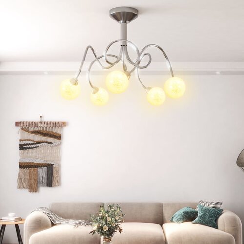 VidaXL Stropna lampa s okruglim staklenim sjenilima 5 G9 LED svjetala Slike