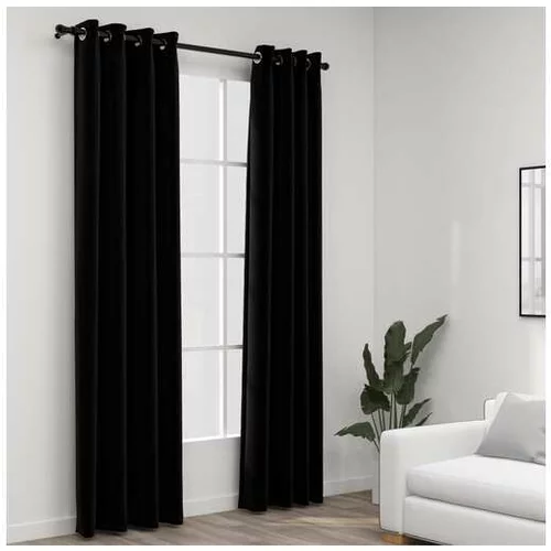  Zatemnitvene zavese z obročki 2 kosa črne 140x225 cm
