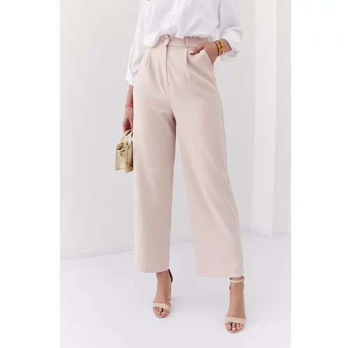 Fasardi Elegant high-waisted trousers in light beige