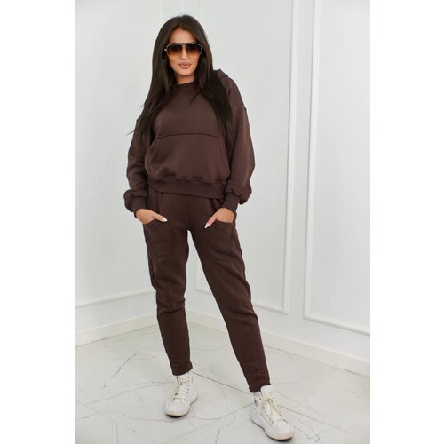 Kesi Insulated set sweatshirt + pants brown Slike