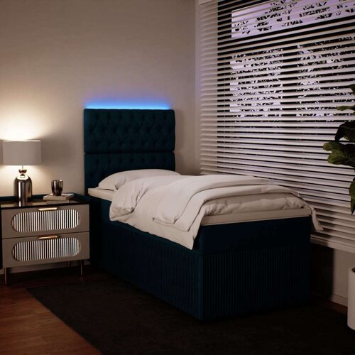 vidaXL Box spring postelja z vzmetnico modra 100x200 cm žamet, (21306470) Cene