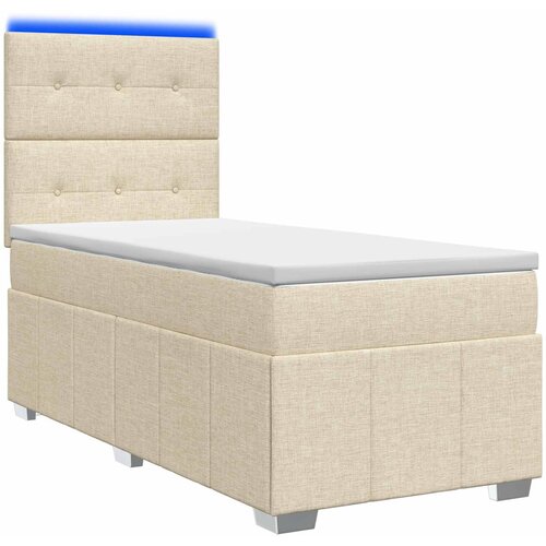  LED okvir za krevet s madracem Krem 100 x 200 cm Tkanina Slike