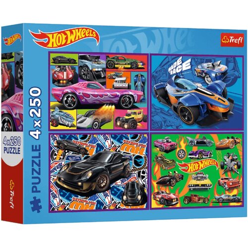  Slagalice 4x250 &amp;ndash; Hot Wheels &amp;ndash; Trkaći automobili &amp;ndash; Trefl 13312 Slike