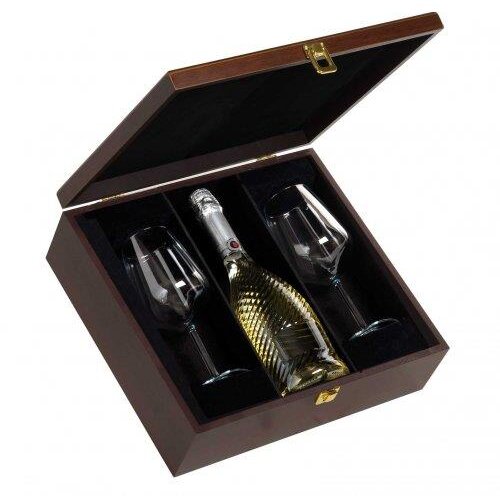  drvena kutija braon Vino+2 Čaše-CL1410 Cene