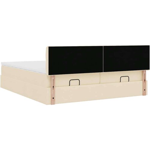 VidaXL otomanski okvir kreveta s madracima krem 200x200cm od tkanine Slike