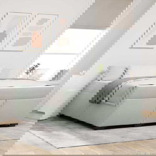 vidaXL Posteljni okvir z vzmetnico Svetlo siva 140 x 200 cm Žamet Cene