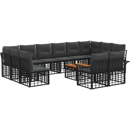  Set vanjskih sofa 13 pcs Crna i tamno siva Poliester - Crna i tamno siva sa stolom Cene