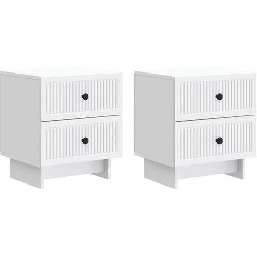 vidaXL Noćni ormar 2 pcs Bijela 43 x 34 5 x 47 5 cm Konstruirano drvo - Bijela 2 Cene