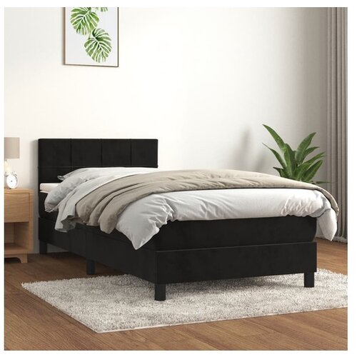  Box spring postelja z vzmetnico črna 80x200 cm žamet Cene
