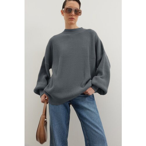 Trendyol Anthracite Wide Pattern Basic Knitwear Sweater Cene