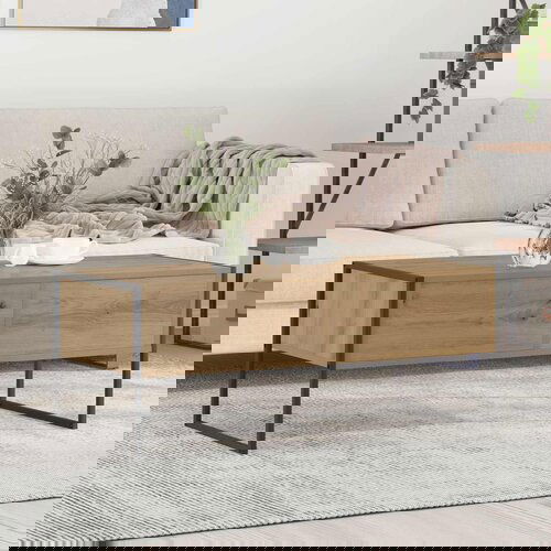 VidaXL Kava Stol s ladicama Umjetnička hrastovina 100 x 46 x 40 cm Slike