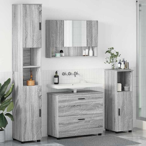 vidaXL Set namještaja za kupaonicu s ladicama 4 pcs Sivi hrast sonoma Cene